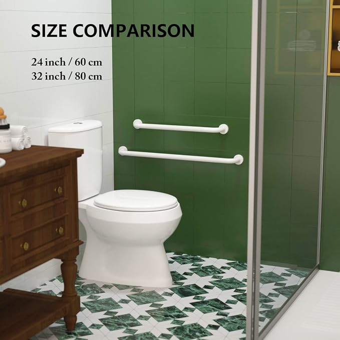 24 Inch Anti Slip Shower Grab Bar Oil Rubbed White 1.25" Diameter, Munzong - Image 6