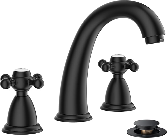 FORIOUS Bathroom Sink Faucet 8 Inch, Matte Black Bathroom Faucet 3 Hole by FORIOUS