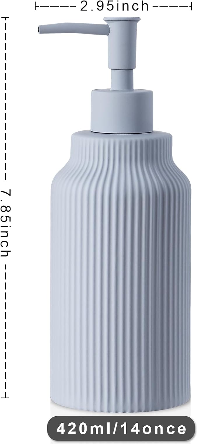 Modern Ceramic Soap Dispenser for Bathroom，14oz Ceramic Soft Touch Hand Lotion - Image 3
