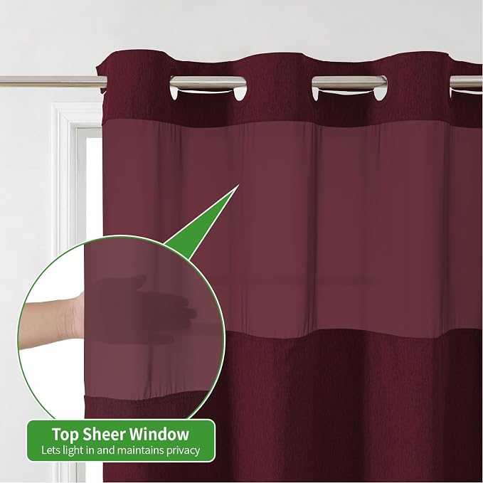 Long No Hooks Needed Linen Textured Shower Curtain - Image 6