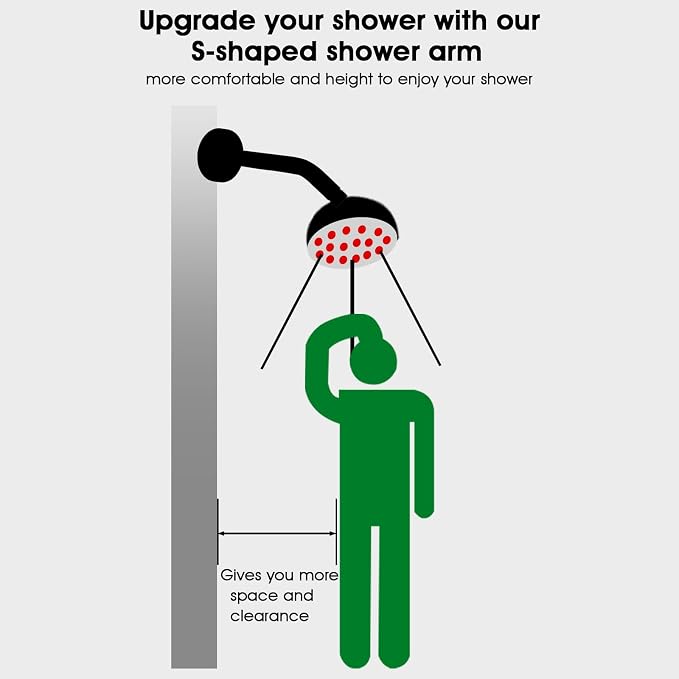 8 Inch Shower Arm with Flange and Stabilizer Bracket, Wall Mounted Shower Pipe - Image 7