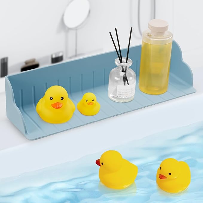 Bathtub Splash Guard, Silicone Bath Caddy Tray by Weeme