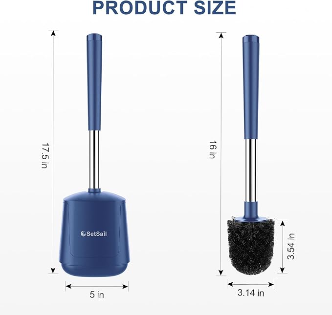 SetSail Toilet Brush and Holder, Self Closing Lid Toilet Bowl Brushes Holder - Image 2