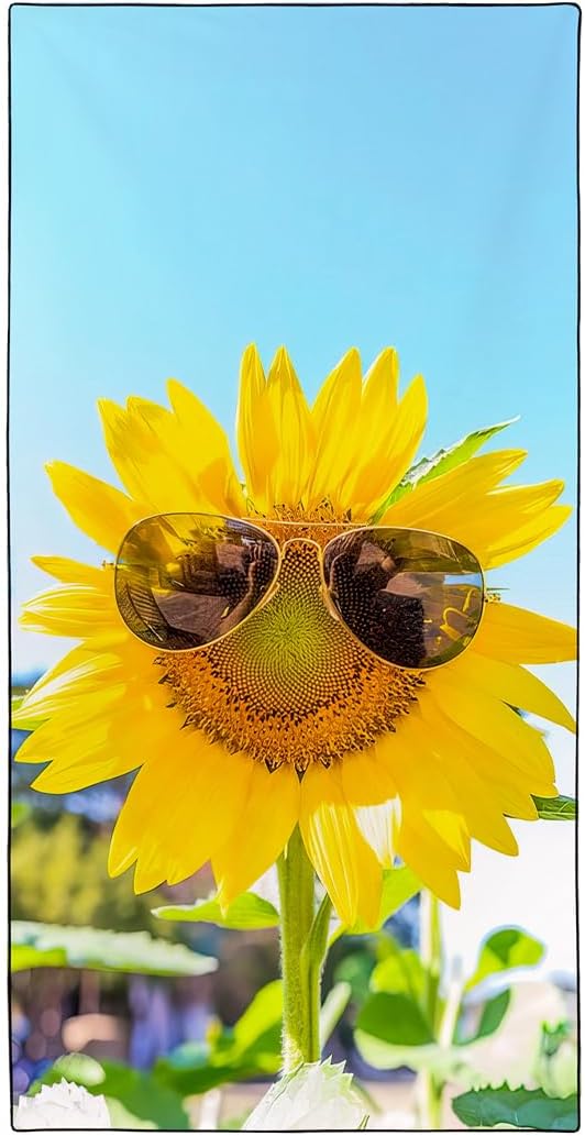 Vibrant Sunflower Beach Towel 36"x72" Quick-Dry Soft Microfiber by Rstick