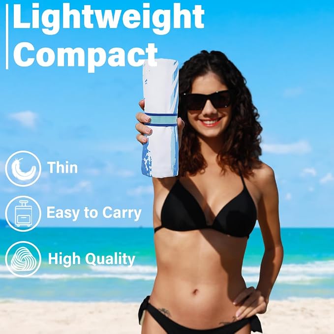 2 Pack Lightweight Thin Microfiber Beach Towel Sand Free Quick Dry Absorbent - Image 2