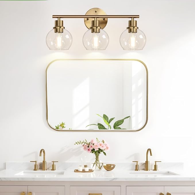 2025 Upgrade 3-Light Bathroom Light Fixtures, Brushed Brass Bathroom Lights - Image 9