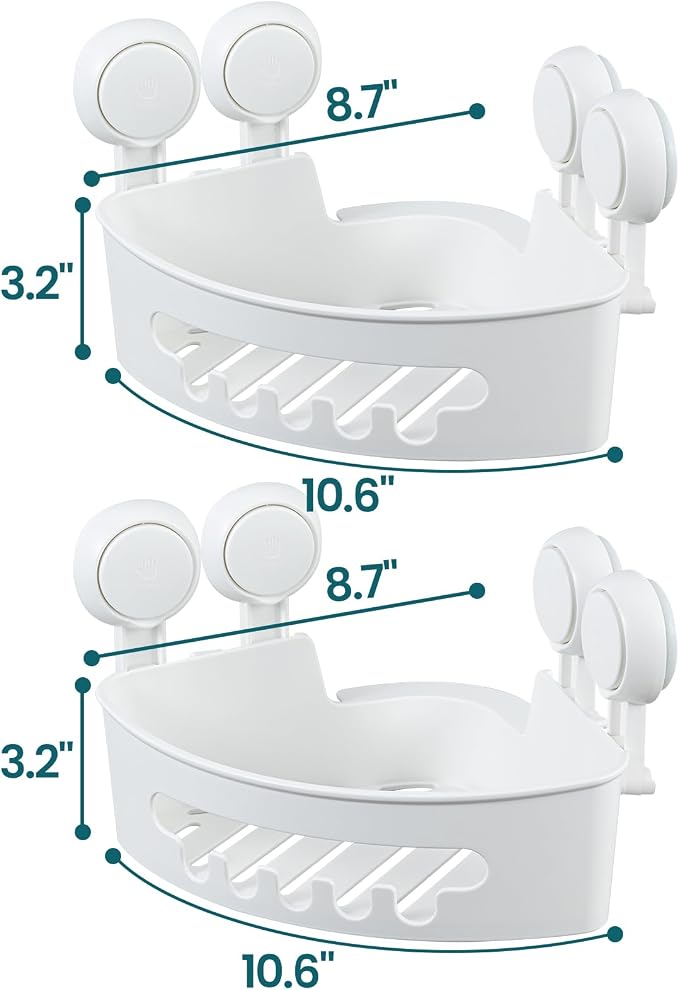 TAILI Suction Corner Shower Caddy, Bathroom Shelf Storage Basket Wall Mounted - Image 5
