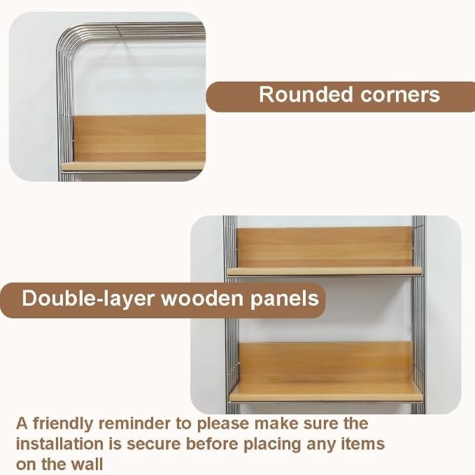 Multifunction Floating Wall Shelves, Minimalist Bathroom Shelves, Square Metal - Image 5