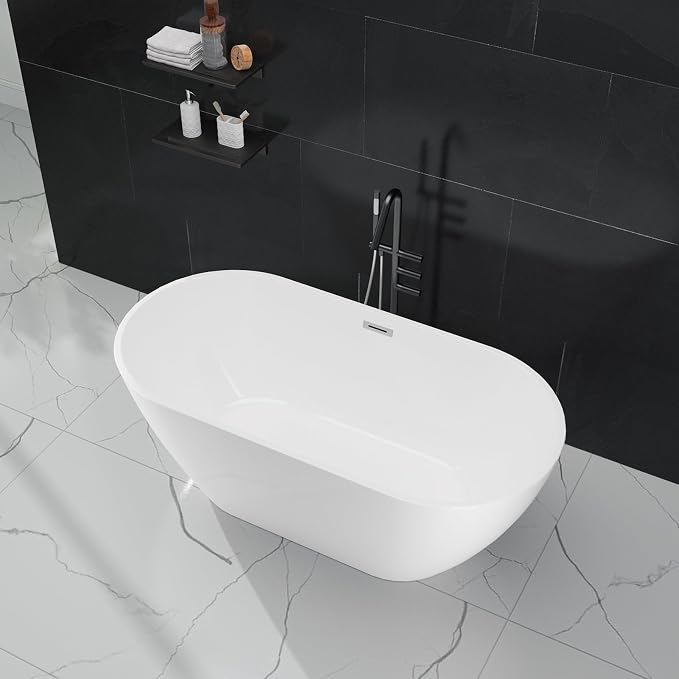 Freestanding Bathtub, Modern Soaking Tub, Deep Stand Alone Bath - Image 6