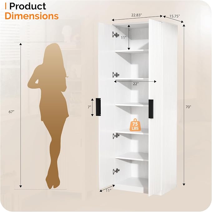 VINGLI 70" Modern Pantry Cabinet - Image 2