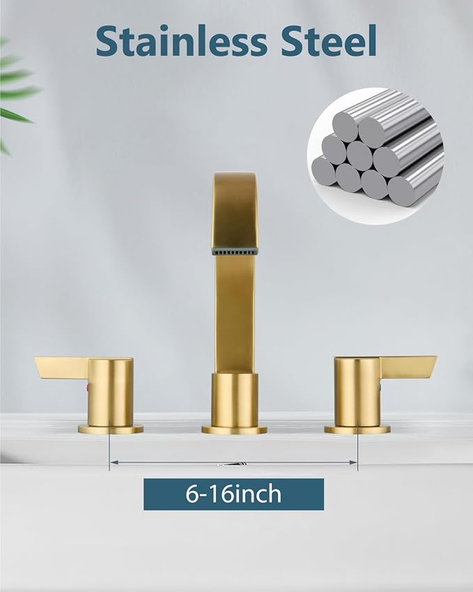 Aolemi Bathroom Faucets 3 Hole, 8 Inch Widespread Waterfall Bathroom Sink Faucet - Image 4