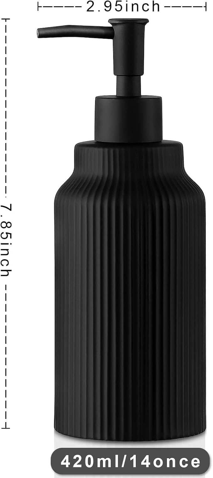 Modern Ceramic Soap Dispenser for Bathroom，14oz Ceramic Soft Touch Hand Lotion - Image 3