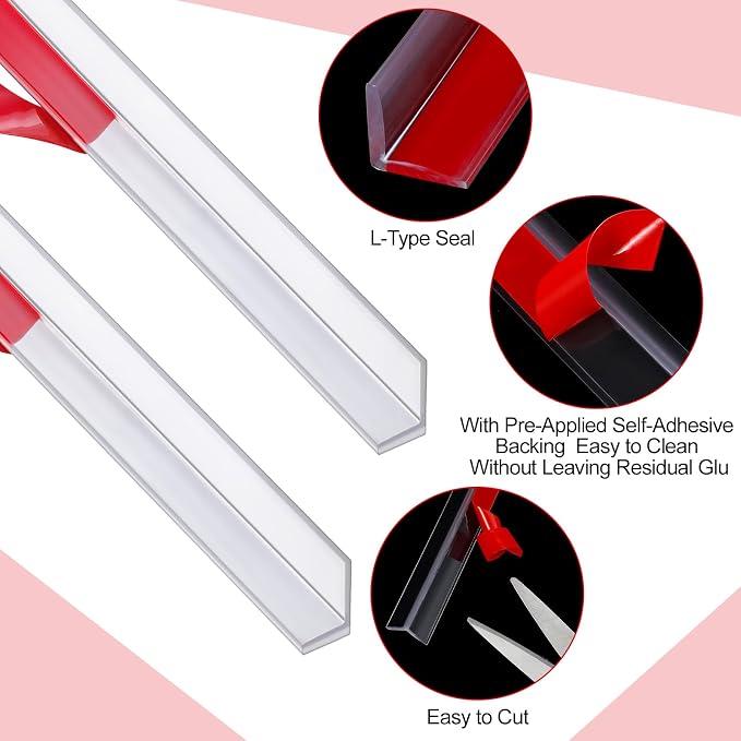 2 Pcs 1/2'' x 36'' Long Clear Vinyl L-Type Seal Strip - Image 3