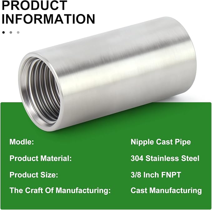 TAISHER 2PCS Stainless Steel Pipe Fittings, 3/8" NPT x 3/8" NPT Female Threaded - Image 5