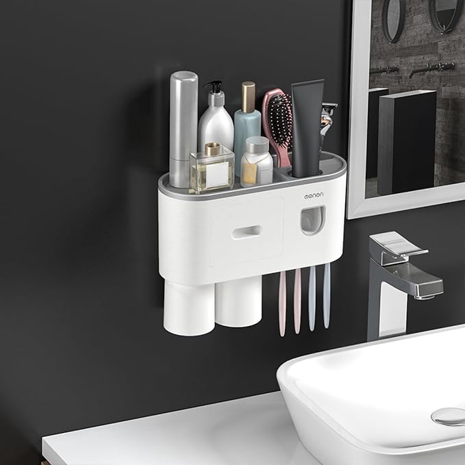 No-Drill Wall Mounted Toothbrush Holder, Bathroom Shelf, by Celsitudo