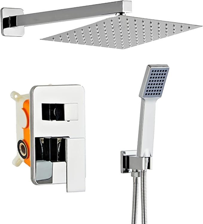 Bathroom Shower System 8 Inch Rain Shower Head and Handheld Wall Mounted by Anksaysh