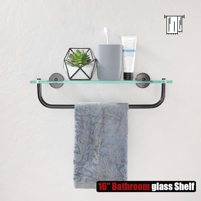 JQK Bathroom Glass Shelf Bronze, Shelf - Image 3
