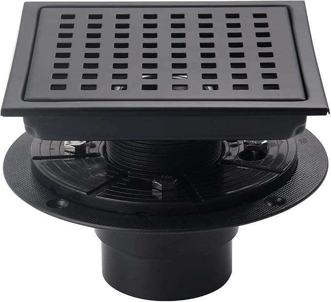 6 Inch Shower Drain Black Matte by SISEHO-HomeMall