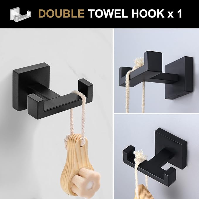 5-Piece Bathroom Hardware Set Matte Black, Lava Odoro Towel Bar Set Stainless - Image 4