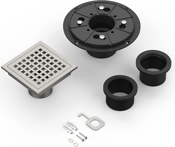 4 Inch Square Shower Floor Drain, Brushed Nickel High Flow Shower Drain Kit - Image 6