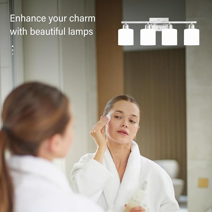 4 Light Bathroom Light Fixtures, Brushed Nickel Vanity Lights - Image 6