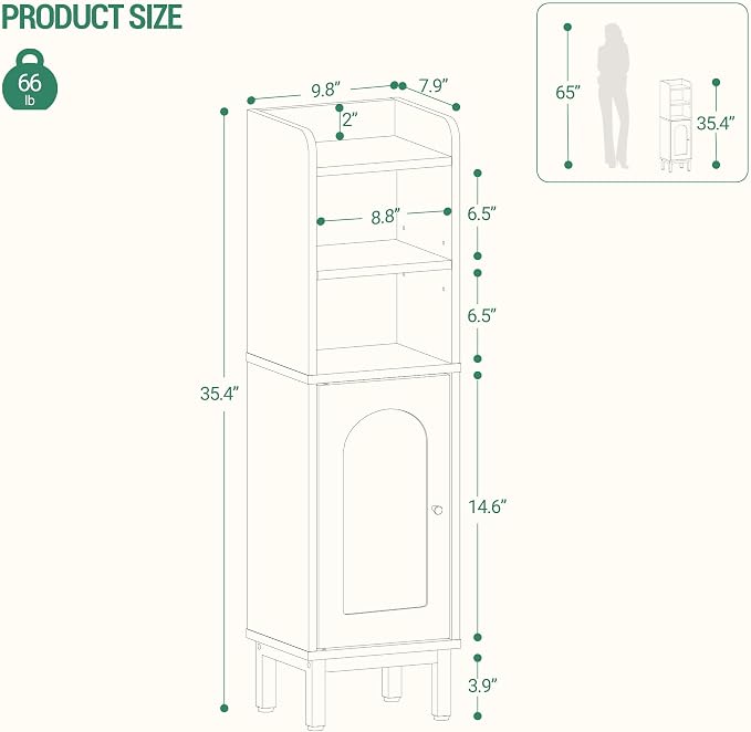 Bathroom Storage Cabinet, Small Corner Floor Cabinet - Image 2