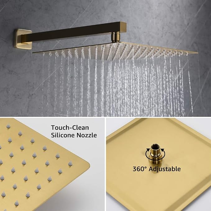 Iriber Brushed Gold Rain Shower System - Image 4