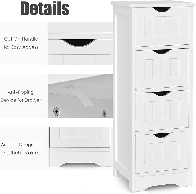 Tangkula Floor Cabinet Wooden Storage Cabinet Home Office Living Room Bathroom - Image 8