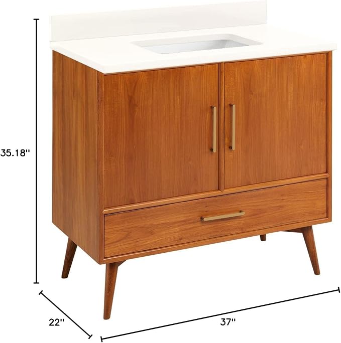Signature Hardware 953363-36-RUMB-0 Novak 36" Freestanding Teak Single Basin - Image 2