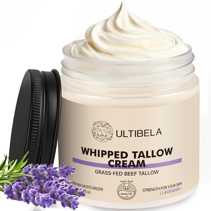 Beef Tallow for Skin, 100% Grass-Fed Whipped Tallow and Honey Balm for Body ＆ by ULTIBELA
