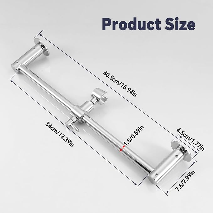 Shower Slide Bar Adjustable Handheld Shower Head Holder Wall Mount - Image 7