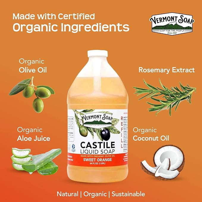 Vermont Pure Castile Soap Orange, Gentle Liquid Soap - Image 4