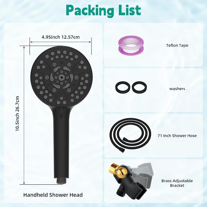 Hibbent High Pressure cUPC Certified 10-mode Shower Head, Handheld Showerhead - Image 9