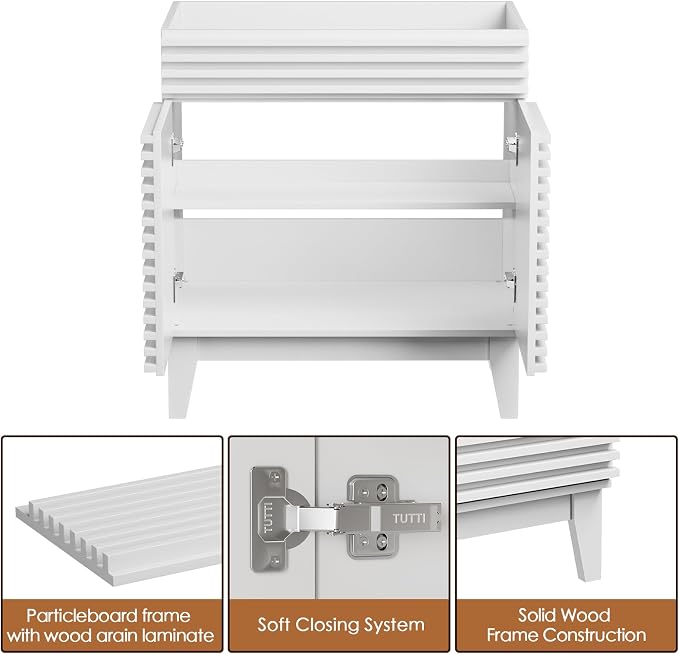 ROOMTEC 30" Bathroom Vanity, Mid-Century Freestanding Bathroom Cabinet Vanity - Image 6