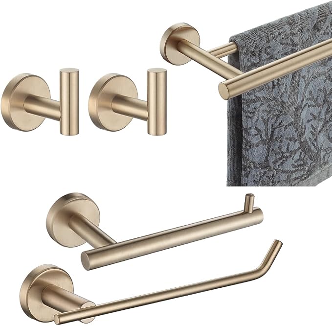 JQK Bathroom Hardware Set, 5-Piece Bath Accessories Set Champagne Bronze Wall by Homeimprovement