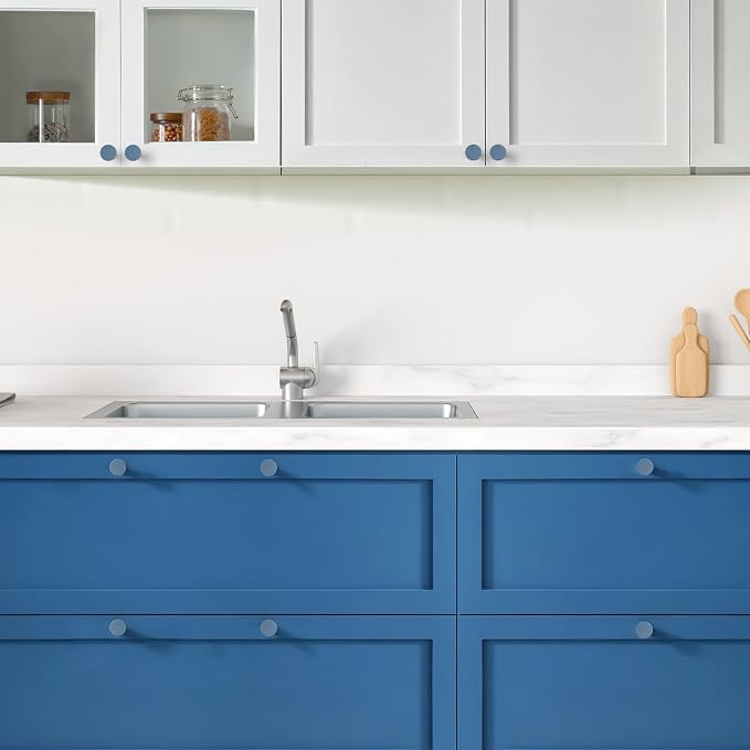 Ravinte 10 Pack Cabinet Knobs Light Blue Kitchen Cabinet Knobs Round Dresser - Image 6