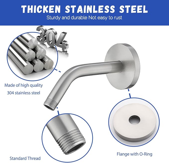 Wall Mounted Shower Arm Extension Head Holder Stainless Stee - Image 2