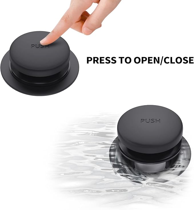 Matte Black Bath Tub Drain and Overflow Kit, Universal All Metal Tip-Toe - Image 3