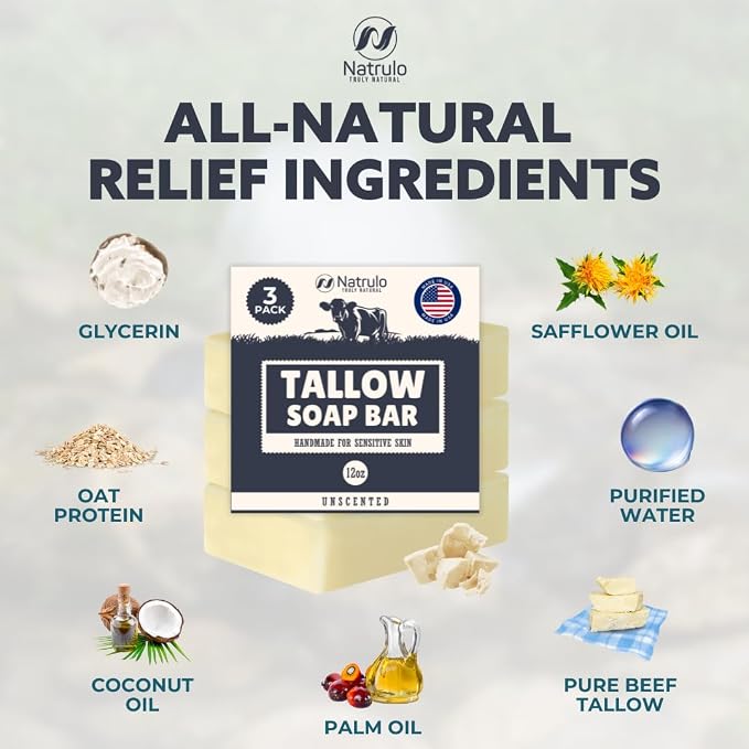Beef Tallow Soap Bar – All Natural Grass Fed Tallow Soap Unscented – - Image 6