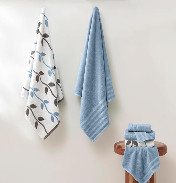 Modern Threads Organic Vines 6-Piece 100% Cotton Towel Set – Yarn Dyed Jacquard - Image 2