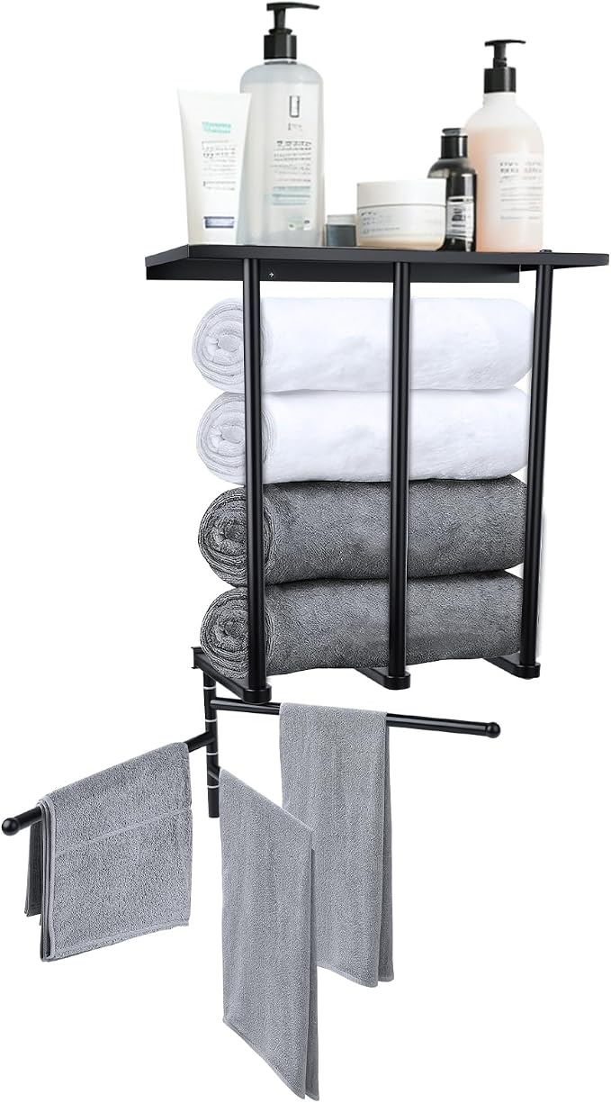 3-Tier Wall Mounted Towel Rack, Bathroom Storage Shelf by TEFOLA