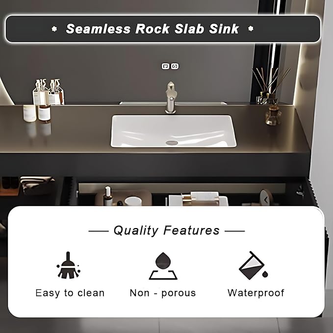 Floating Bathroom Vanity - 32IN Solid Wood Bathroom Vanity - Image 4