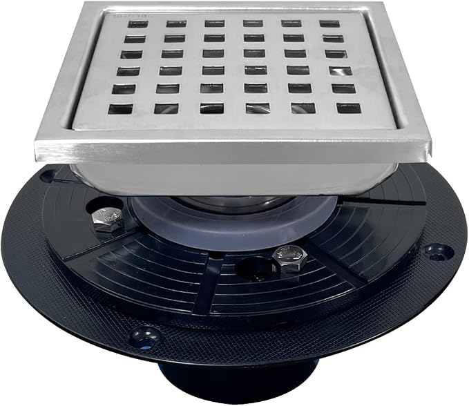 4 Inch Brushed Nickel Shower Floor Drain Square by SISEHO-HomeMall