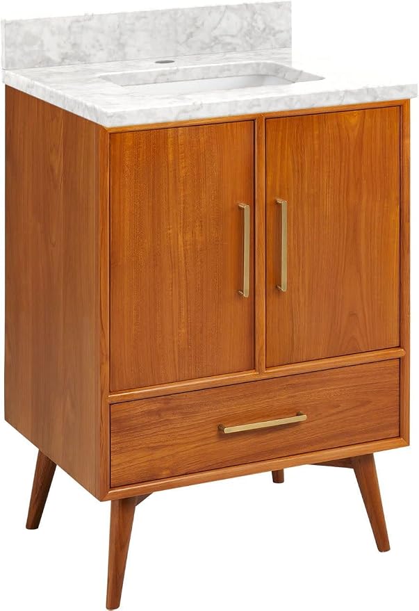 Signature Hardware 953363-24-RUMB-1 Novak 24" Freestanding Teak Single Basin - Image 3