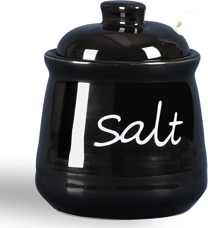 ONTUBE Ceramic Salt Bowl with Lid and Spoon 12oz by ONTUBE