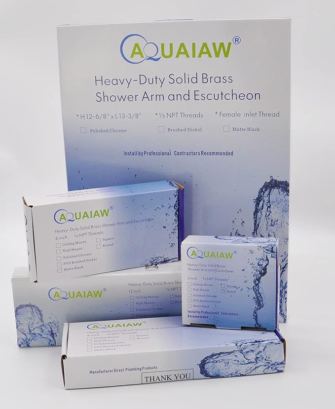 Aquaiaw Shower Arm and O-Ring Flange, 6 inch, Solid Brass, Both Soldered 1/2 - Image 7