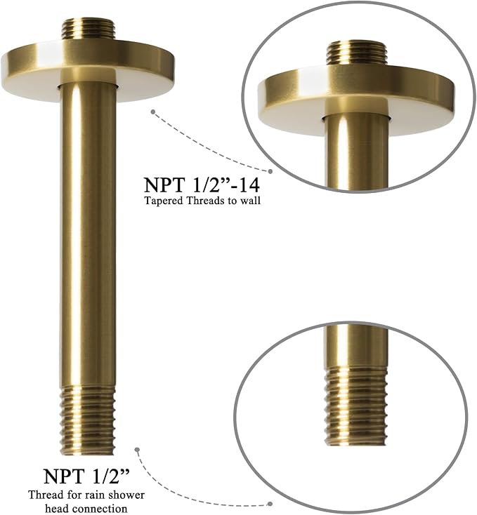 8 Inch Shower Arm with Flange, Ceiling Mounted Shower Head Extension Arm - Image 3
