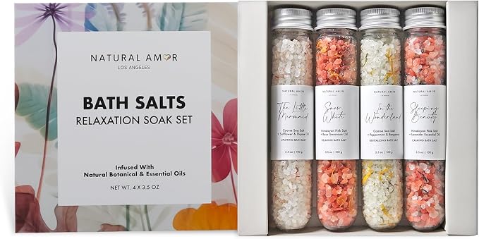 Natural Bath Salt Gift Set – 4-Pack Relaxing Soaks by NATURALAMORLOSANGELES