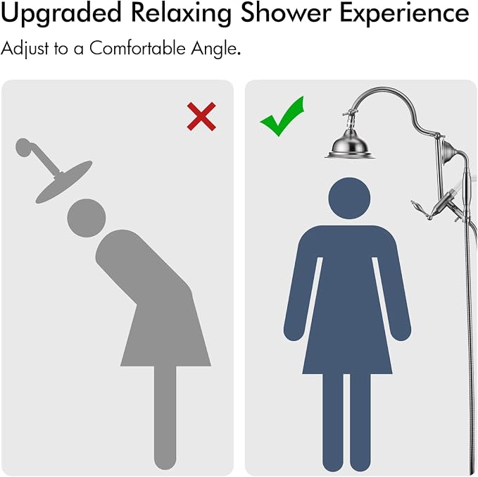 Bagnolux Solid Brass 6" High Pressure Rain Shower Head Combo - Image 9