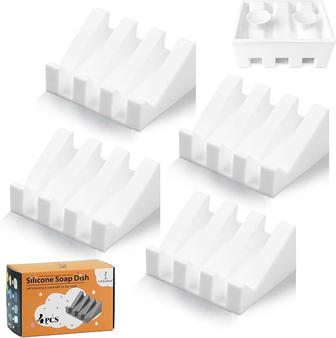 Silicone Soap Dish with Drain, Upgrade Double Suction Cups at The Bottom by AIXIAOYA